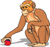 Chimp Playing With A Ball Clip Art